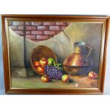 A Framed Oil on Canvas, Still Fife Fruit, 71cm Wide