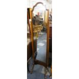 A Edwardian Oak Framed Cheval Mirror, 33cm Wide