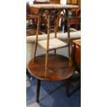 A Circular Mahogany Coffee Table and a Bamboo Two Tier Stand