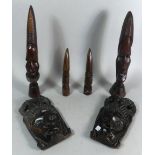A Collection of Three Pairs of Carved Souvenir African Tribal Masks and Busts