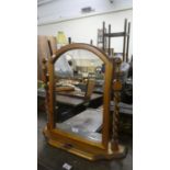A Pine Dressing Table Mirror with Barley Twist Supports, 56cm Wide