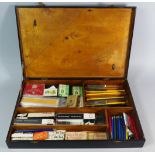 An Architect's Wooden Drawing Case with Contents, 46cm Wide