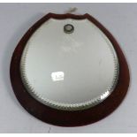 A Late Victorian Horseshoe Shaped Mirror with Red Velvet Mount, 30cm High