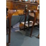 An Edwardian Walnut Side Table with Drawer on Extended Cabriole Legs, 51cm Wide