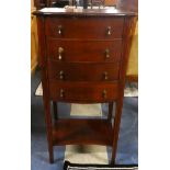 An Edwardian Mahogany Four Section Music Cabinet with Hinged Drawers and Stretcher Shelf, 48cm wide