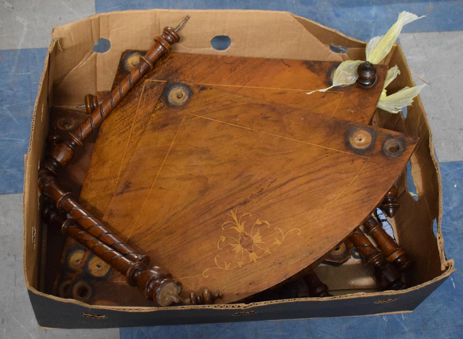 A Late Victorian Four Shelf Inlaid Whatnot, Dismantled