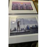 A Pair of Framed Phillip Dunn Seaside Prints, Each 39cm Wide