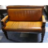 A Modern Leather Upholstered Pub Two Seater Settle, 121cm Wide