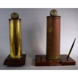 Two Military Desk Stands Formed From Brass Shell Cases, Junior Leaders Regiment, Royal Artillery,