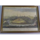 A Framed Coloured Engraving, Perspective View of Shrewsbury In Shropshire, 28cm