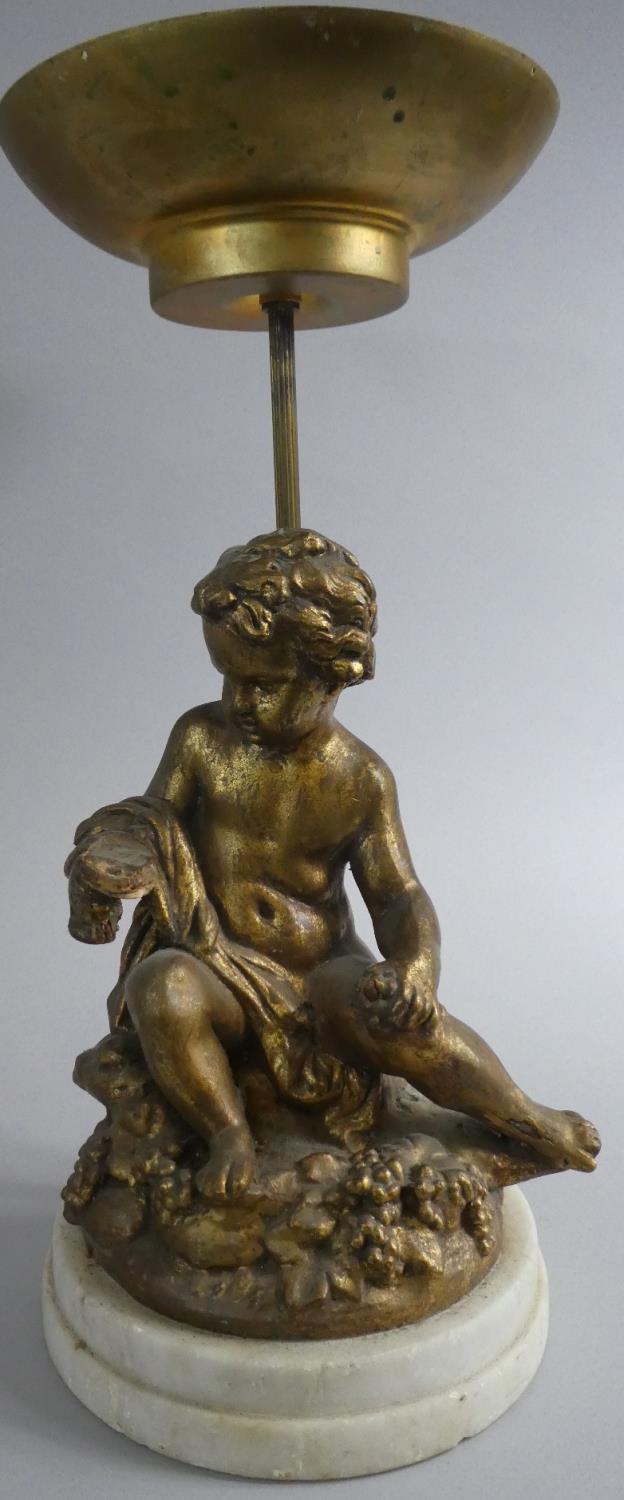 A Pair of Gilt Figural Pot Plant Stands in the Form of Seated Cherubs, 43cm High - Image 2 of 3