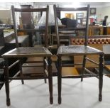 A Pair of Edwardian Cane Seated Mahogany Framed Bedroom Chairs