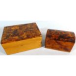 Two Far Eastern Burr Wood Camphor Lined Boxes, 11cm and 8cm Wide