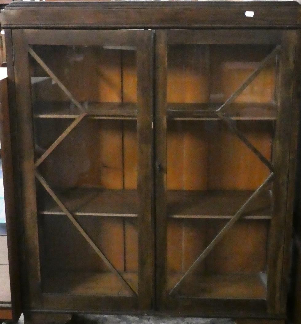 An Edwardian Oak Display Cabinet, 90cm Wide