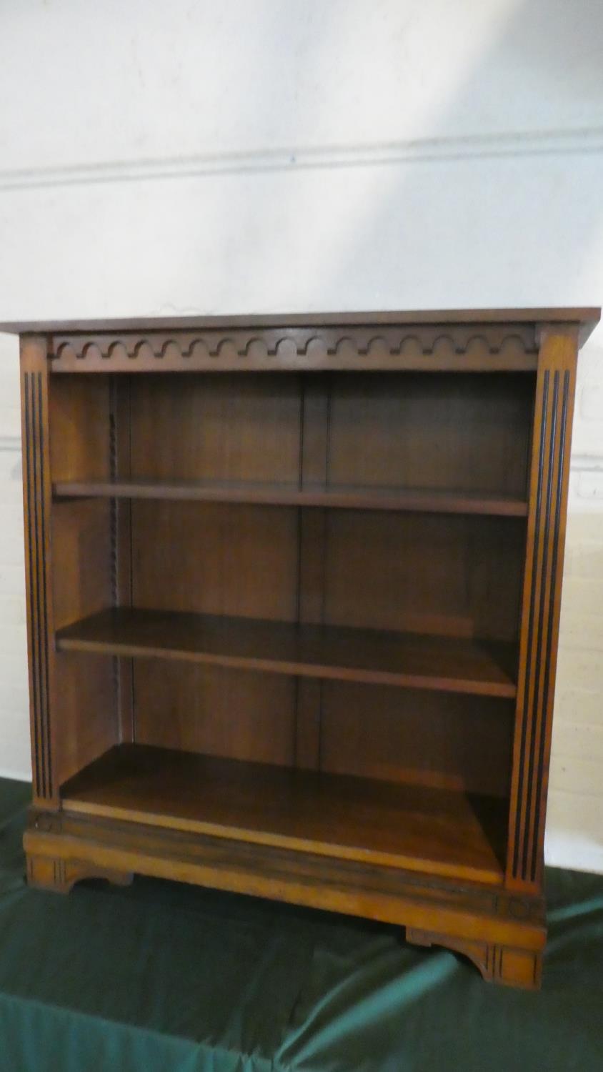 A Late 19th Century Walnut Three Drawer Bookcase with Reeded Supports, 100cms Wide - Image 3 of 4