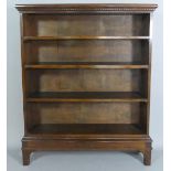 An Edwardian Oak Four Shelf Open Bookcase on Stand, 109cms Wide