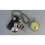 A Military Issue Nickel Cased Bravingtons Pocket Watch, A Scottish Borderers Globe or Pommel and a