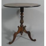 A Walnut Tripod Table, The Rosewood Crossbanded Top Inlaid with Marquetry Woods to Form Floral and