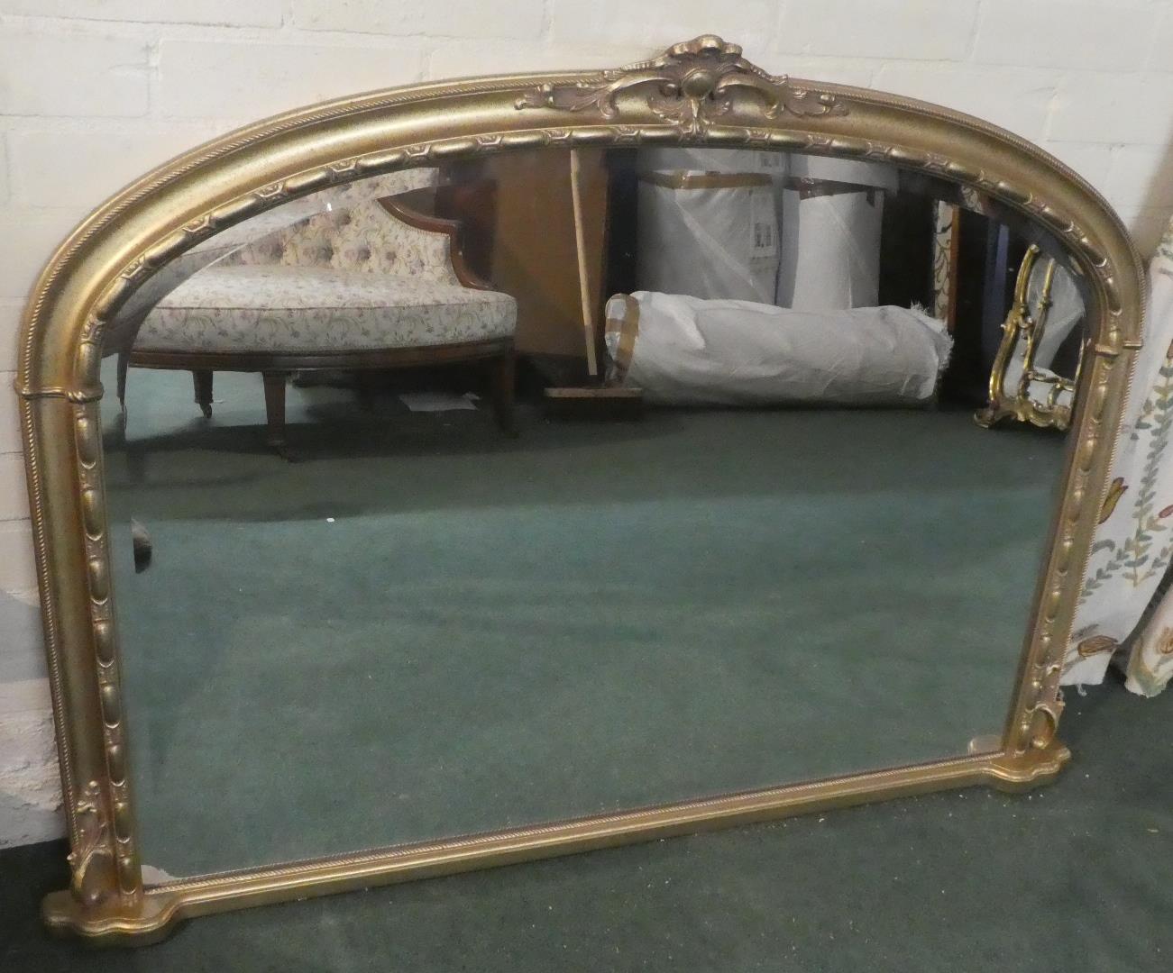 A Reproduction Victorian Style Gilt Framed Overmantle Mirror, 128cm