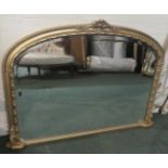 A Reproduction Victorian Style Gilt Framed Overmantle Mirror, 128cm