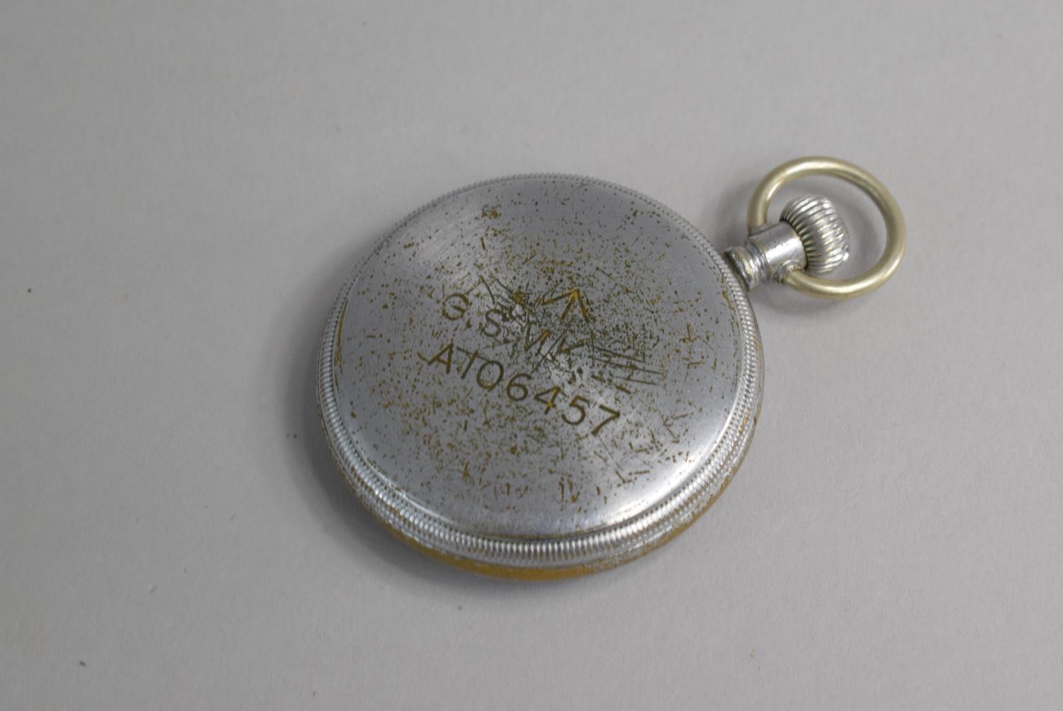 An Elgin Black Dial Military Pocket Watch. The Back Plate Stamp with War Department Crow's Foot - Image 4 of 4