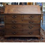 A 19th Century Mahogany Fall Front Bureau with Fitted Interior and Two Short and Three Graduated