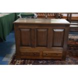 A 19th Century Oak Three Panel Coffer Chest with Two Base Drawers. 112cms Long