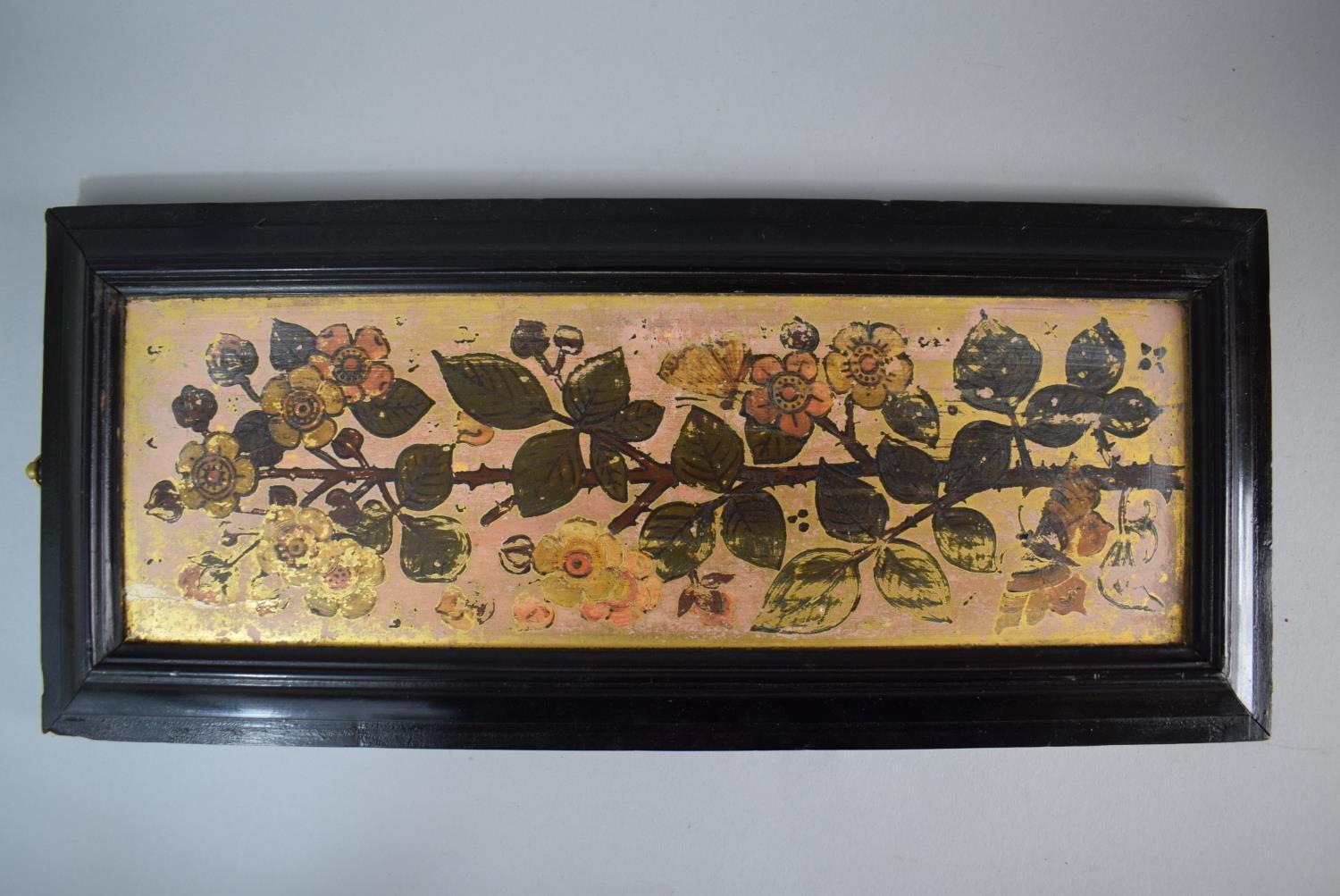 A Pair of Late 19th Century Arts and Crafts Painted Wooden Panels in their Original Ebonised Moulded - Image 3 of 4