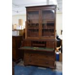 A Late 19th Century Mahogany Secretaire Bookcase with Glazed Top Section, Fitted Drawer and three