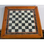 A 19th Century Folk Art Reverse Glass Painted Chess Board in Faux Marble, In the Original Moulded