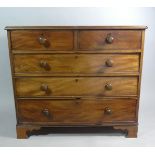 A Victorian Mahogany Small Bedroom Chest of Two Short and Three Long Drawers with Turned Handles (