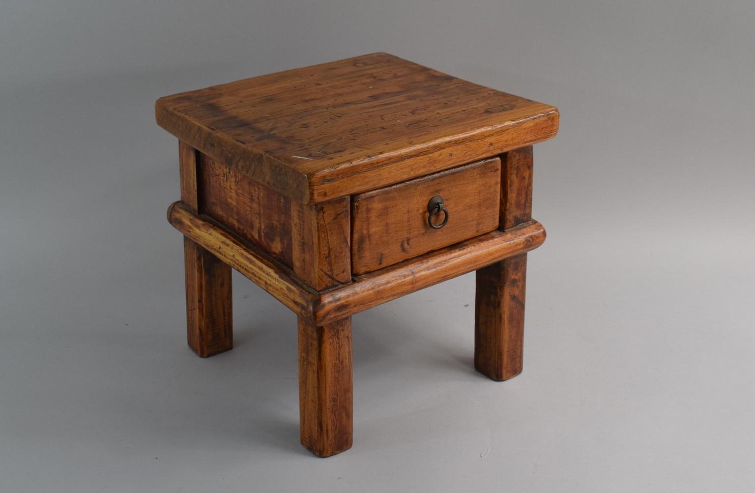 A Small Rectangular Topped Oriental Table with Single Drawer. 24.5cm x 23cm