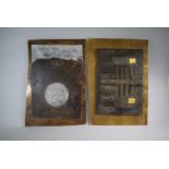 A Pair of Islamic Modern Art Mixed Metal Wall Hanging Rectangular Plaques. 59.5cm x 42.5cm and