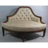 A Reproduction Mahogany Framed Button Upholstered Corner Settee, 130cm Wide