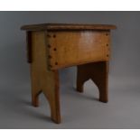 A Mid 20th Century Oak Rectangular Box Stool with Hinged Lid