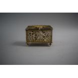 A Continental Silver Plated Box Decorated in Deep Relief to all Sides and Hinged Lid with Hunting