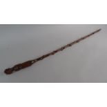An Early Thorn Wood Riding Whip or Perhaps Cane. The Carved Handle in the Form of Maiden in Riding