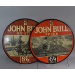 Two Vintage Single Side Printed John Bull Circular Cardboard Advertising Signs, John Bull Speed, The