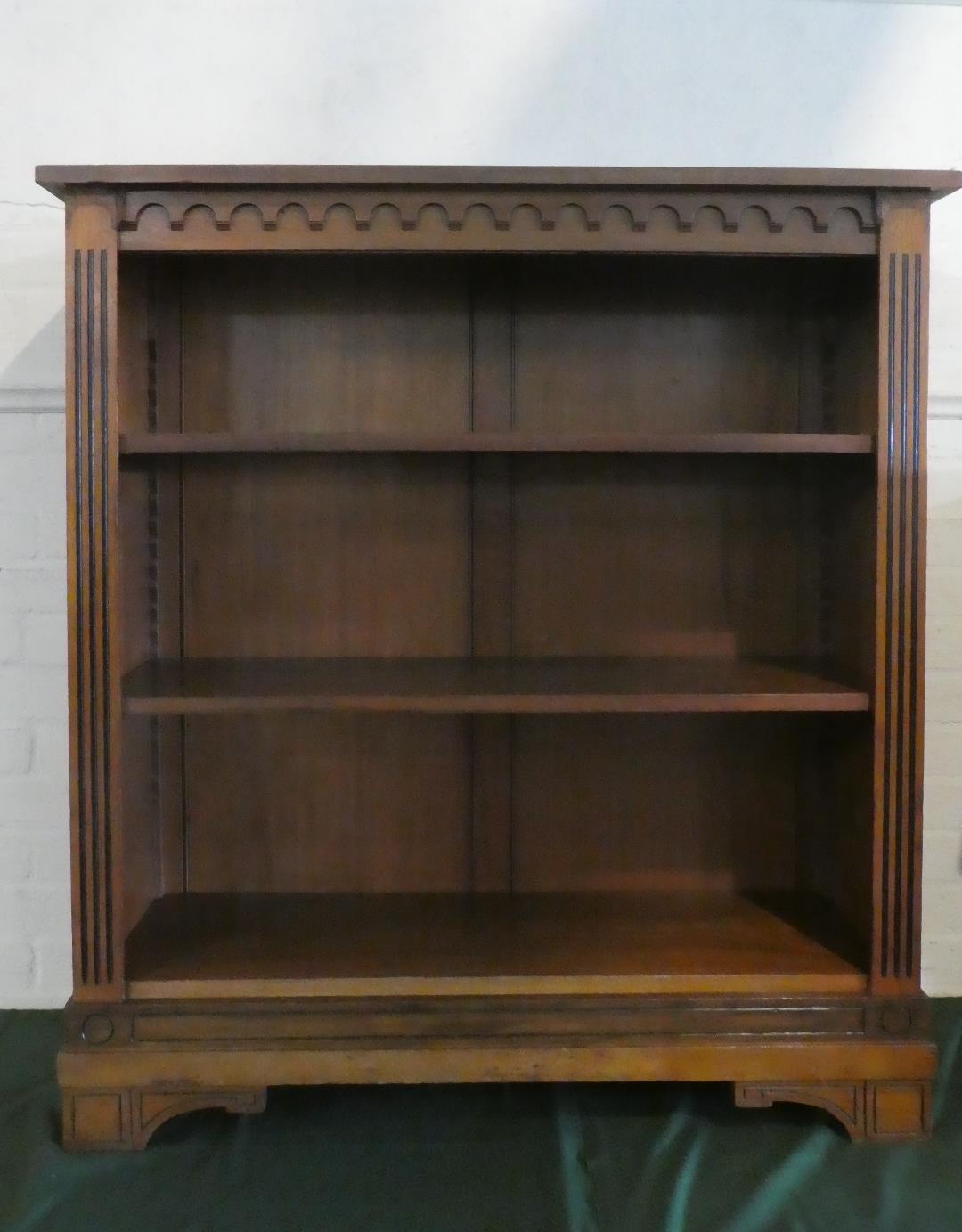 A Late 19th Century Walnut Three Drawer Bookcase with Reeded Supports, 100cms Wide