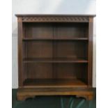 A Late 19th Century Walnut Three Drawer Bookcase with Reeded Supports, 100cms Wide