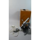 A Vintage Cased Russian Microscope with Electric Light