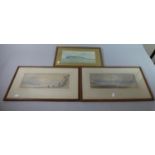 A Collection of Three Framed Watercolours Depicting Sea and Lakes