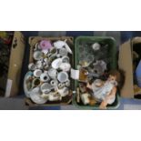 Two Boxes of Ceramics and Glassware, Vintage Doll