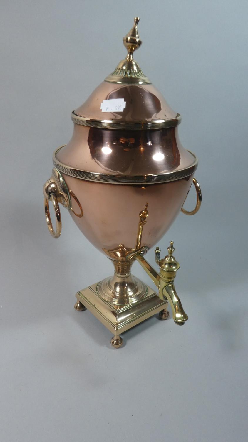 A 19th Century Copper and Brass Vase Shaped Two Handled Samovar, 37cm High