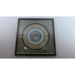 A Framed Chinese Silk Embroidered Disk Depicting Bird and Flower, 27cm Diameter