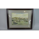 A Framed Watercolour Signed R A Sweet Depicting Fishing Boats in Harbour, 36cm wide