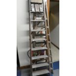 Two Vintage Wooden Step Ladders, 7 Steps