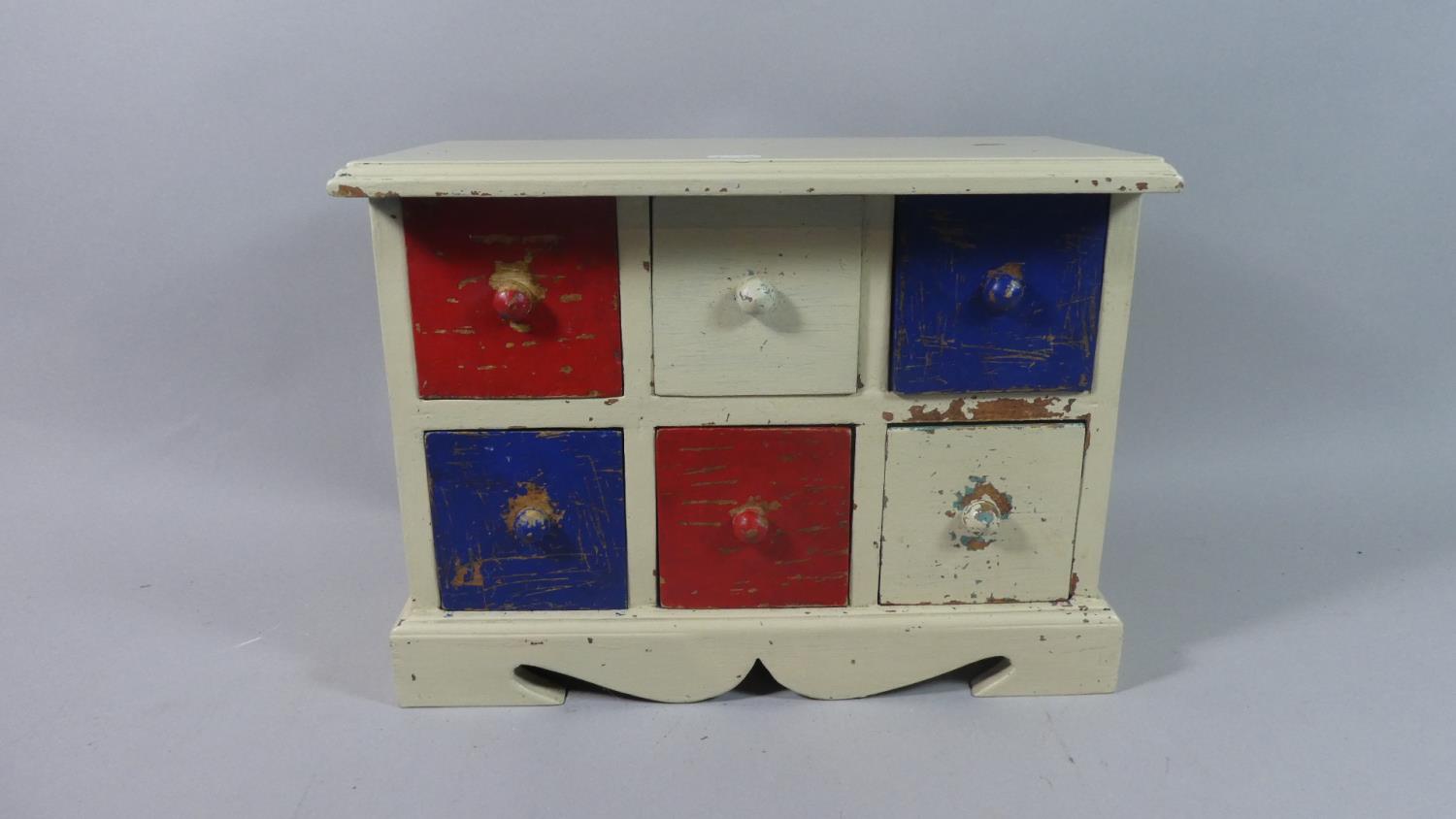 A Painted Six Drawer Spice Chest, 38cm Wide