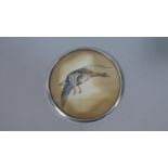 A Silver Mounted Water Colour of a Goose, 8.5cm Diameter, Birmingham 1909