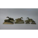 A Collection of Victorian Brass Fireside Ornaments in the Form of Greyhounds, Pheasants and